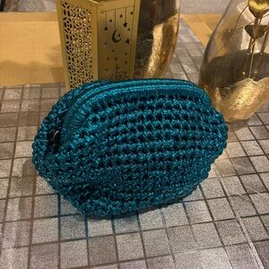 Chic Teal Woven Clutch